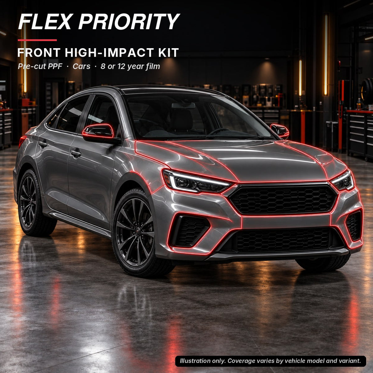 Flex Priority pre-cut front high-impact PPF kit - car