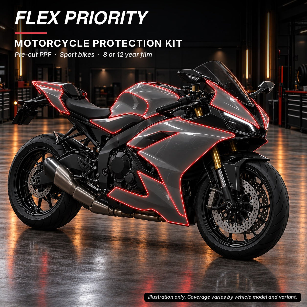 Flex Priority pre-cut motorcycle PPF kit - sport
