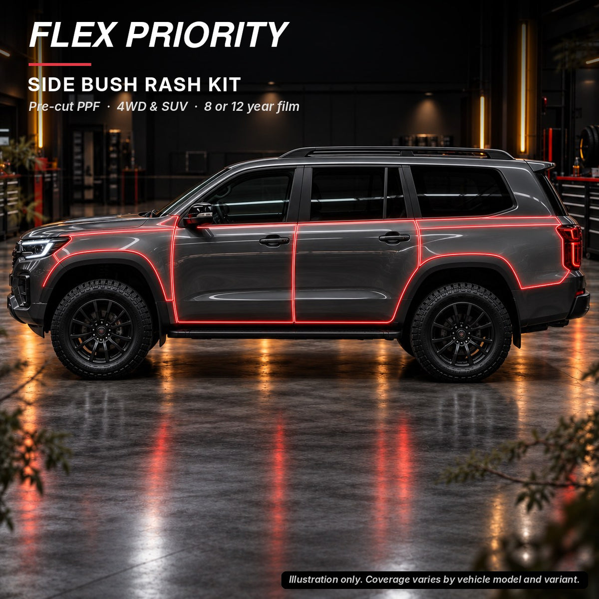 Flex Priority pre-cut side bush rash PPF kit - SUV and 4WD
